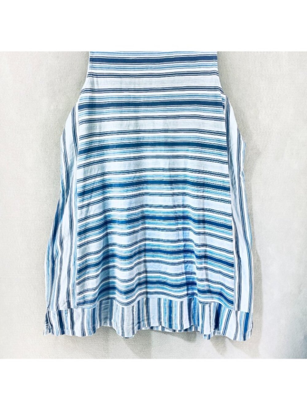 Lands End Tank Dress Womens Large Blue Cotton Stripe Popover Mini Beach Preppy - Picture 10 of 16